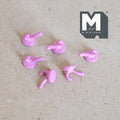 1:12 Scale Miniature Metal Coat Hooks Set of 6, Wall Hangers, Requires Mounting, 1/2 inch wide (pink)