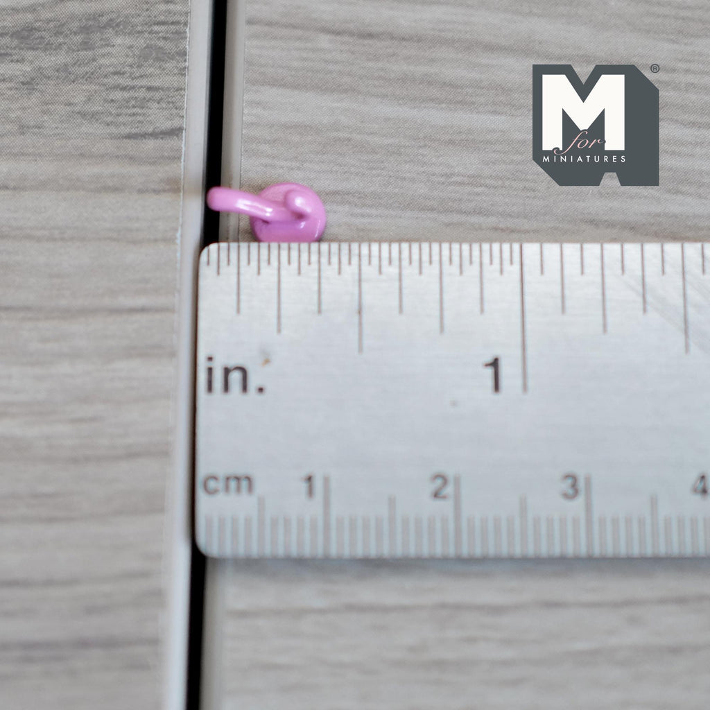 1:12 Scale Miniature Metal Coat Hooks Set of 6, Wall Hangers, Requires Mounting, 1/2 inch wide (pink)