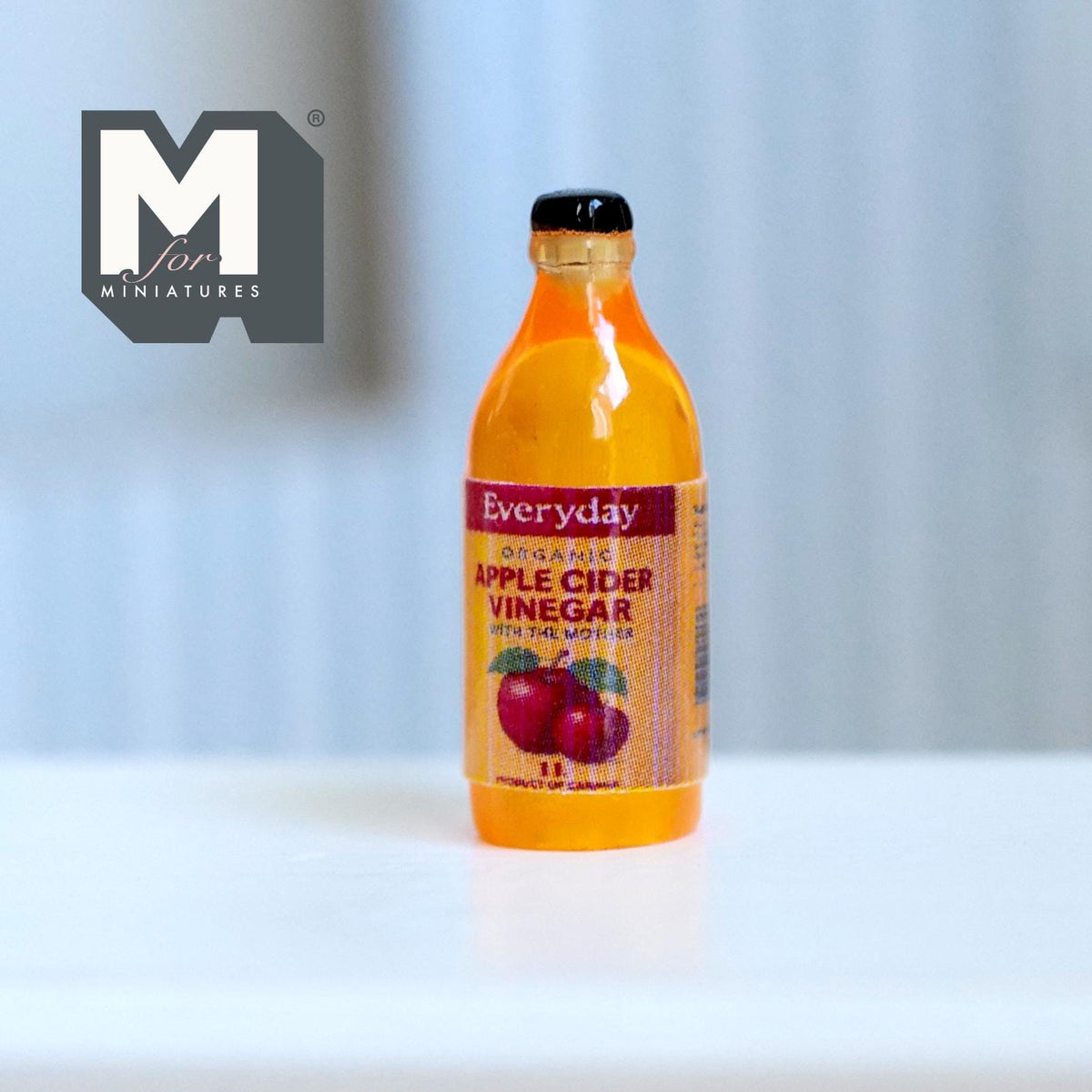 Miniature Apple Cider Bottle Large Size Juice Bottle Dollhouse Beverage 1-3/16 inch tall - E096