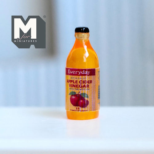 Miniature Apple Cider Bottle Large Size Juice Bottle Dollhouse Beverage 1-3/16 inch tall - E096