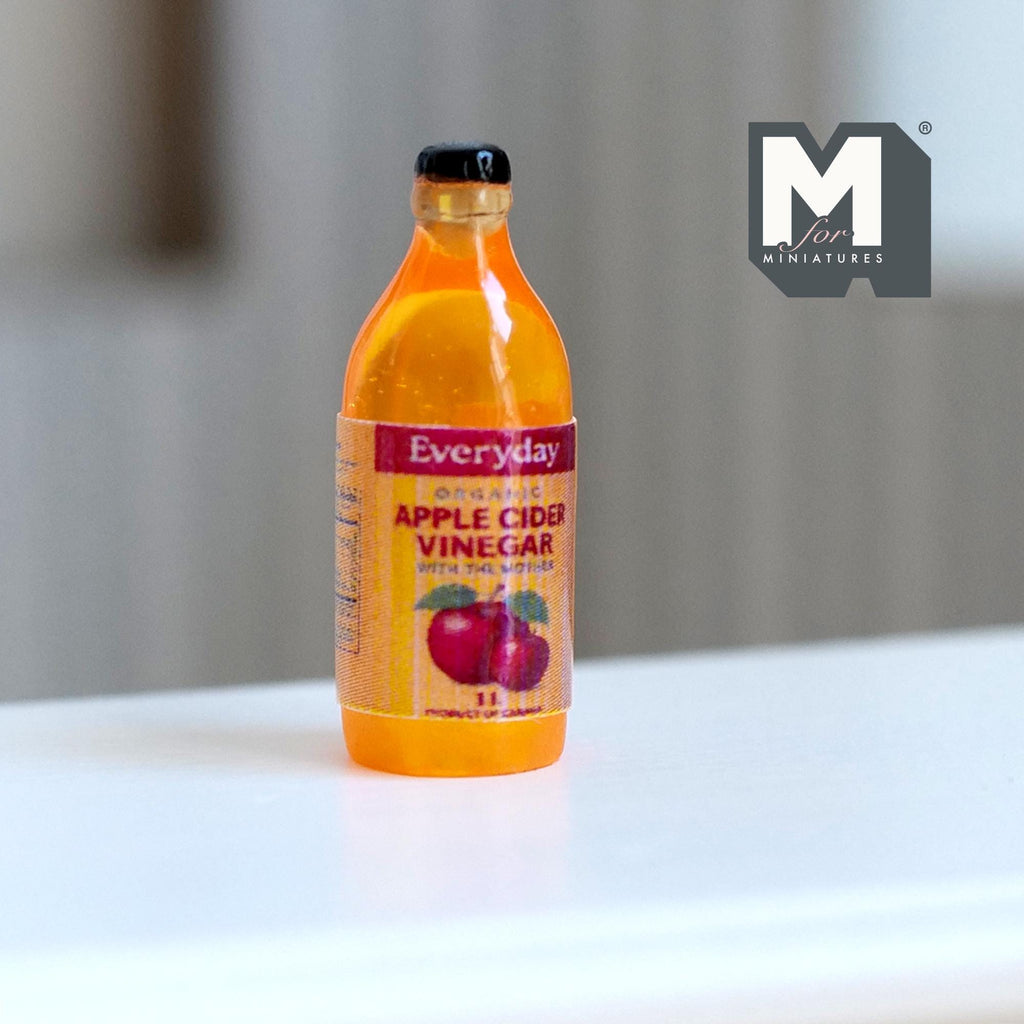 Miniature Apple Cider Bottle Large Size Juice Bottle Dollhouse Beverage 1-3/16 inch tall - E096