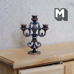 Miniature Candle Holder with Candles 1:12 Dollhouse Candelabra, Fireplace Mantel Dining Room Decor 1-5/16 inch tall - C086
