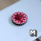 1:12 scale miniature strawberry cream pie with chocolate crust, sliced strawberries around a red jam center, on a white table