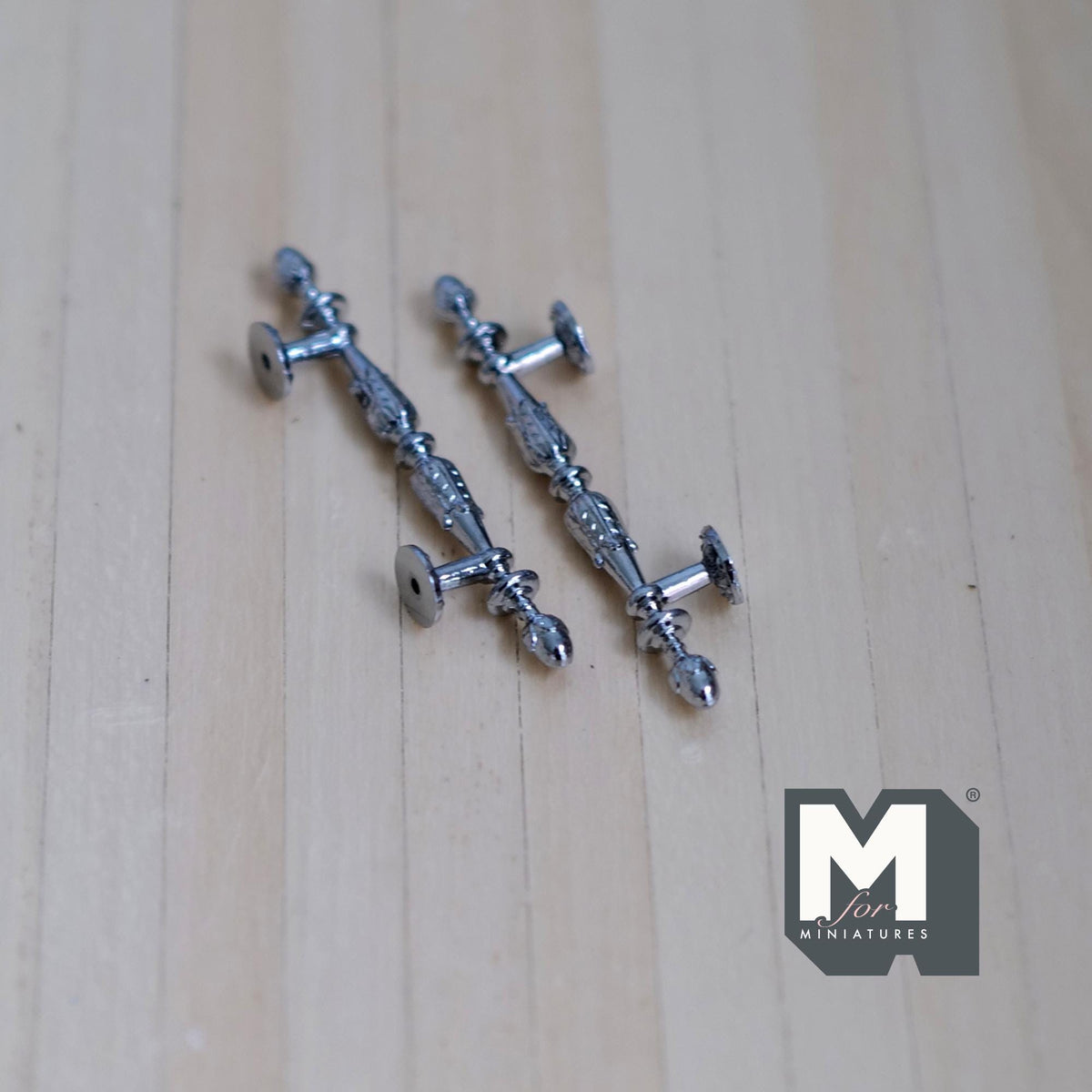 1:12 Scale Miniature Long Door Pulls, French Door Handles Set of 2, Requires Mounting, 1-3/4 inch tall (silver)