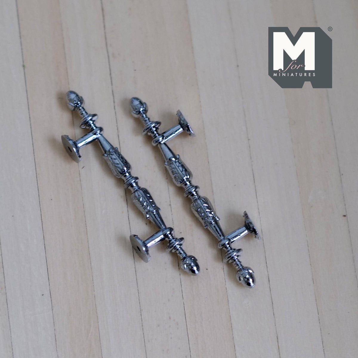 1:12 Scale Miniature Long Door Pulls, French Door Handles Set of 2, Requires Mounting, 1-3/4 inch tall (silver)