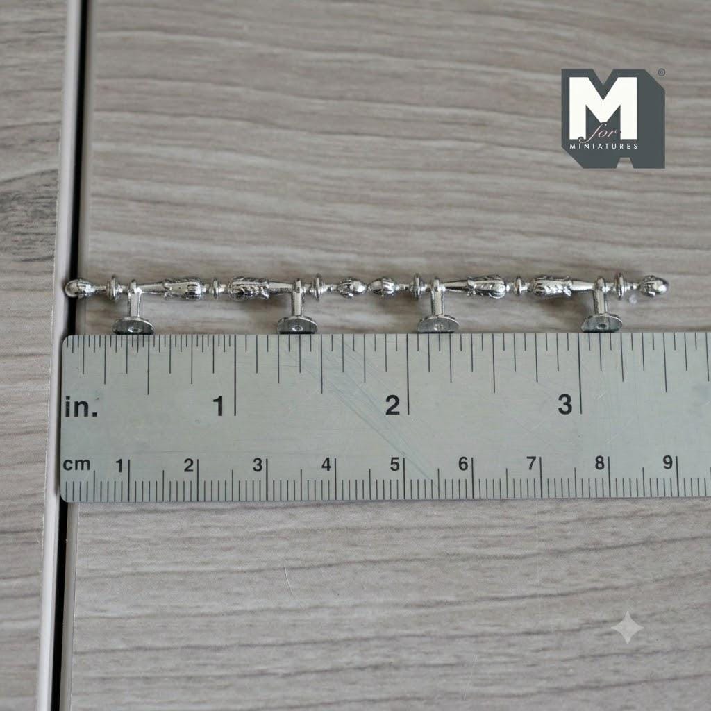 1:12 Scale Miniature Long Door Pulls, French Door Handles Set of 2, Requires Mounting, 1-3/4 inch tall (silver)