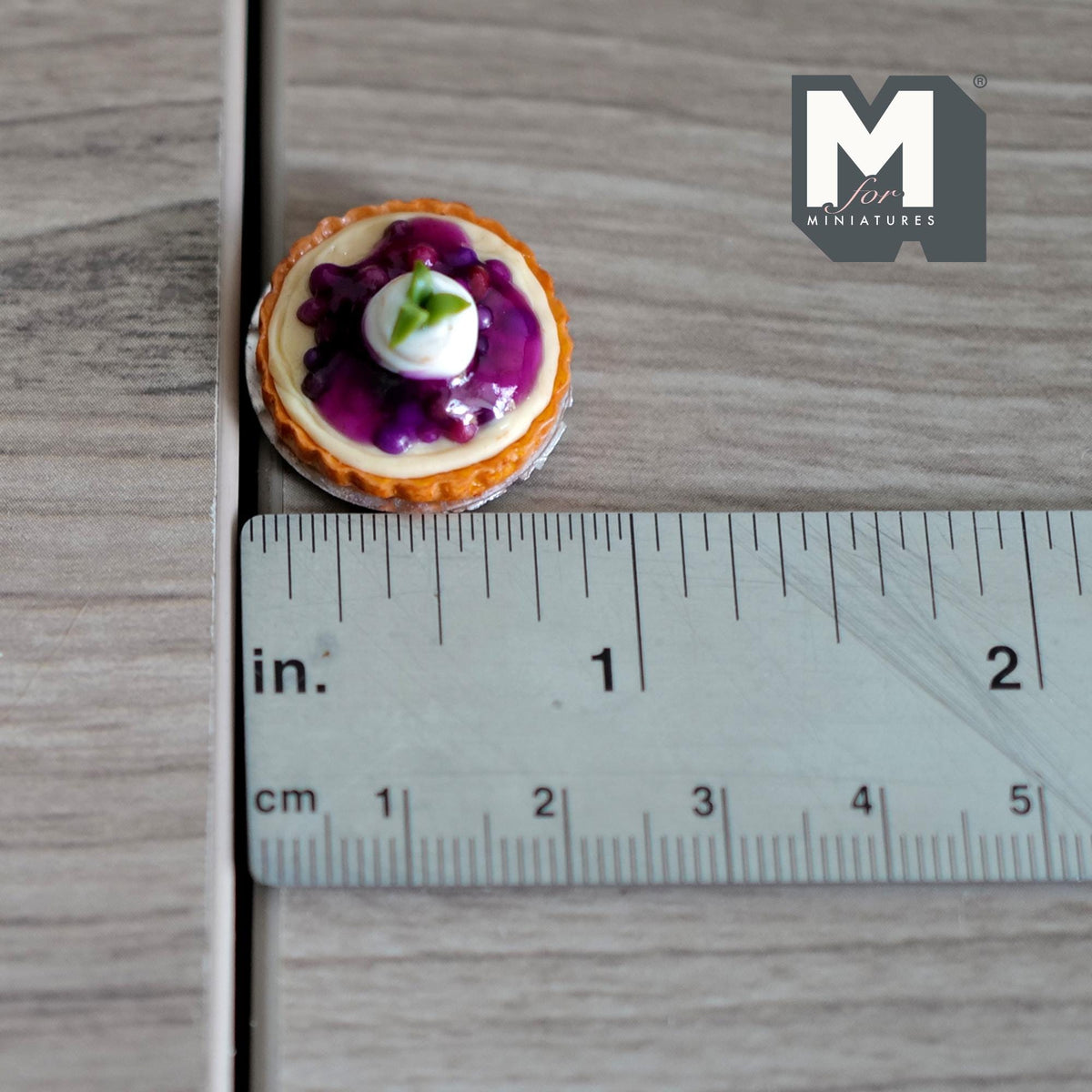 Miniature Cherry Pie on Metal Plate 1:12 Dollhouse Supplies Food Baked Pie Tar Fruit Cake 13/16 inch dia. - E025
