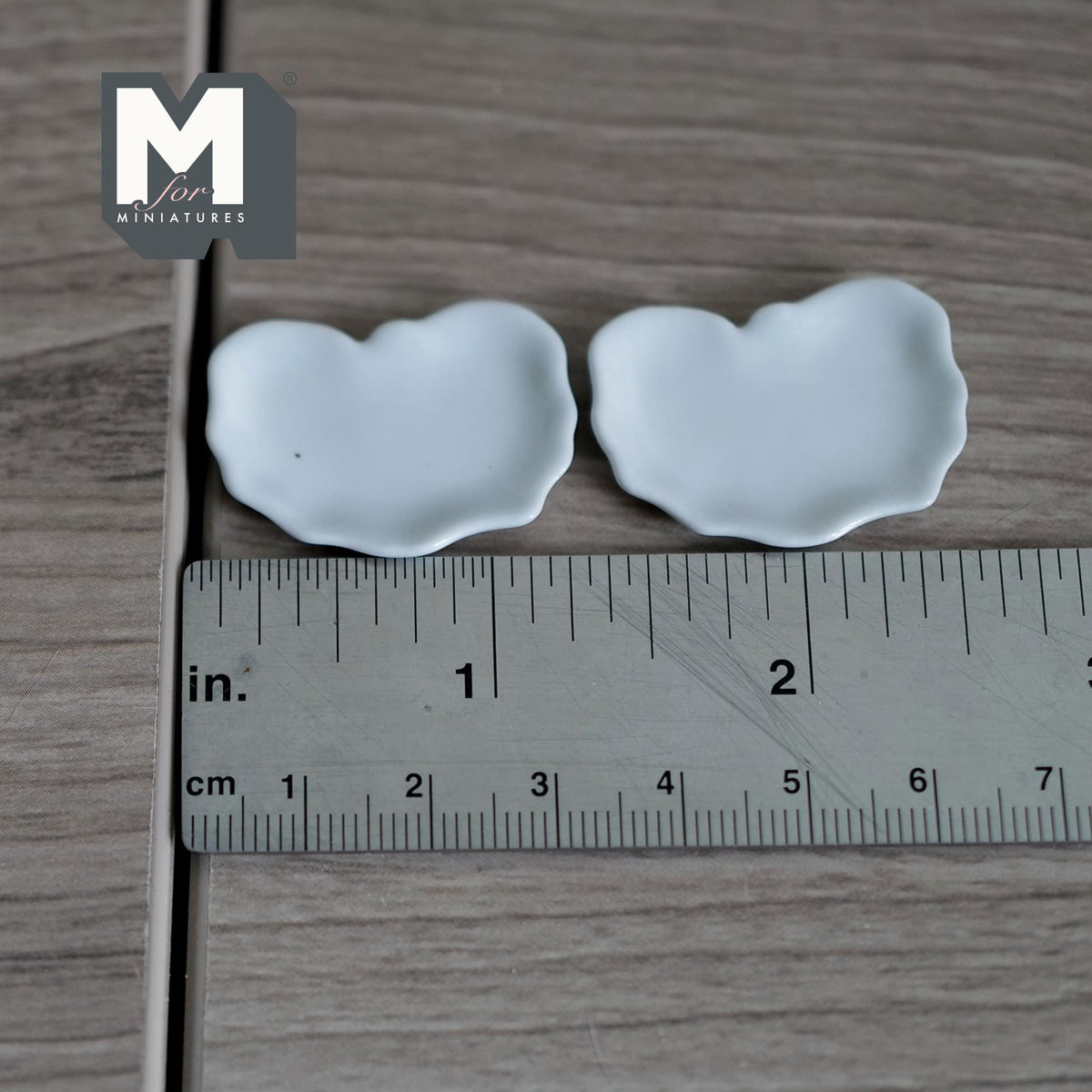 Miniature Ceramic Plates 1:12 Scale Dollhouse Kitchen Tableware Set of 2 - A074