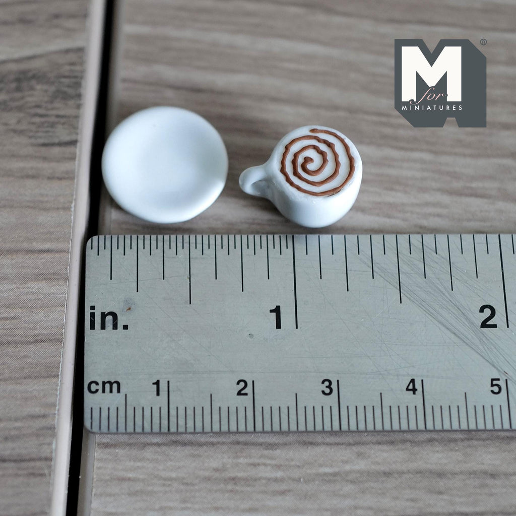 Miniature Cup of Hot Chocolate with Cream and Saucer 1:12 Scale  - E090