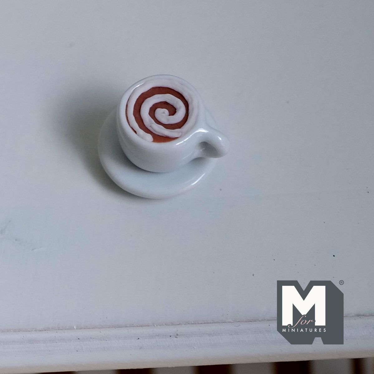 Miniature Hot Chocolate Cup and Saucer 1:12 Scale Diorama Beverage - E090