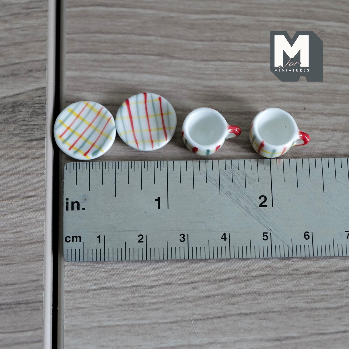 1:12 miniature ceramic coffee mug with handle tea cup 2 sets 4 pcs total - A076