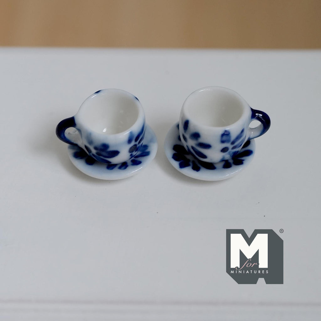 1:12 miniature ceramic coffee mug with handle tea cup 2 sets 4 pcs total - A076