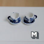 1:12 miniature ceramic coffee mug with handle tea cup 2 sets 4 pcs total - A076