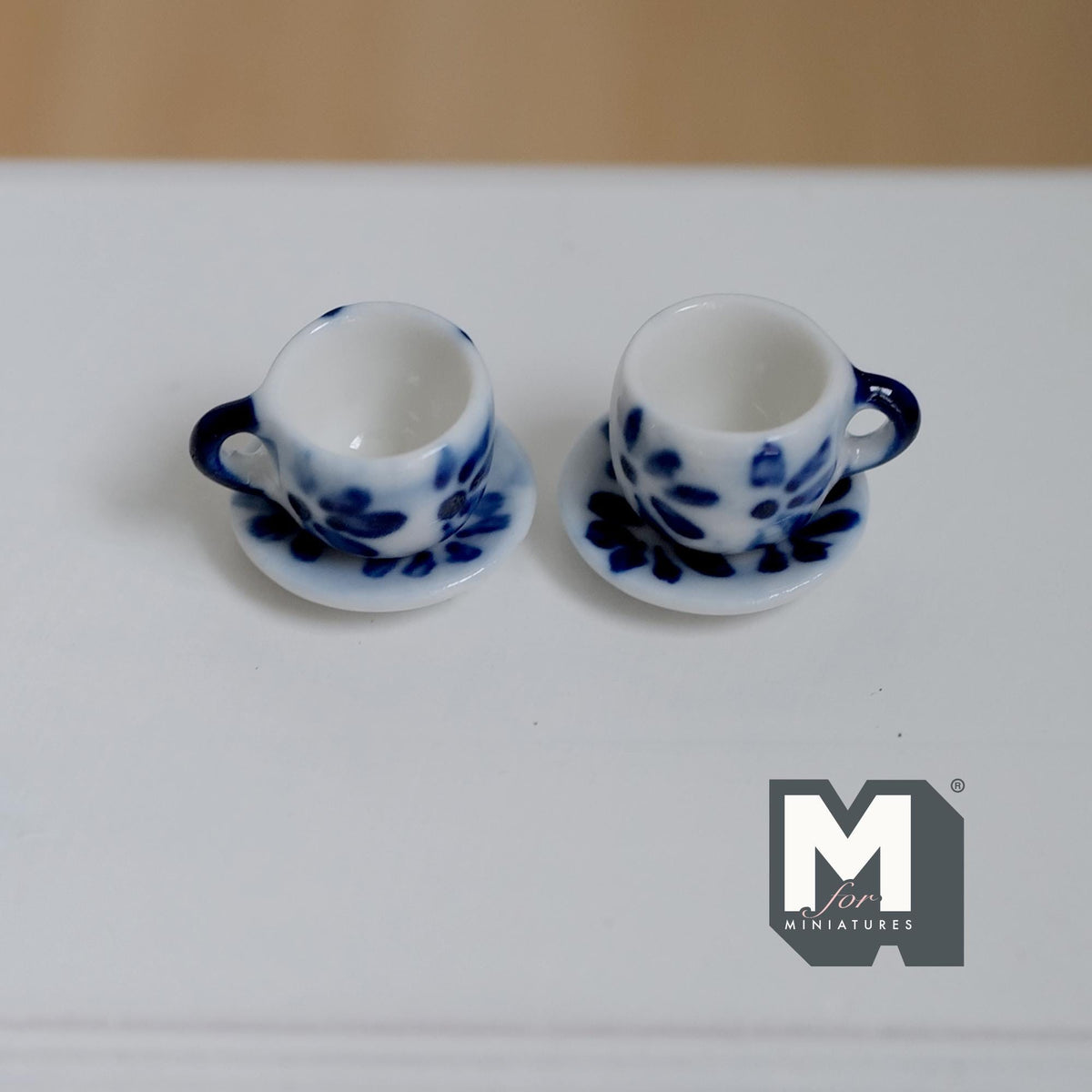 1:12 miniature ceramic coffee mug with handle tea cup 2 sets 4 pcs total - A076