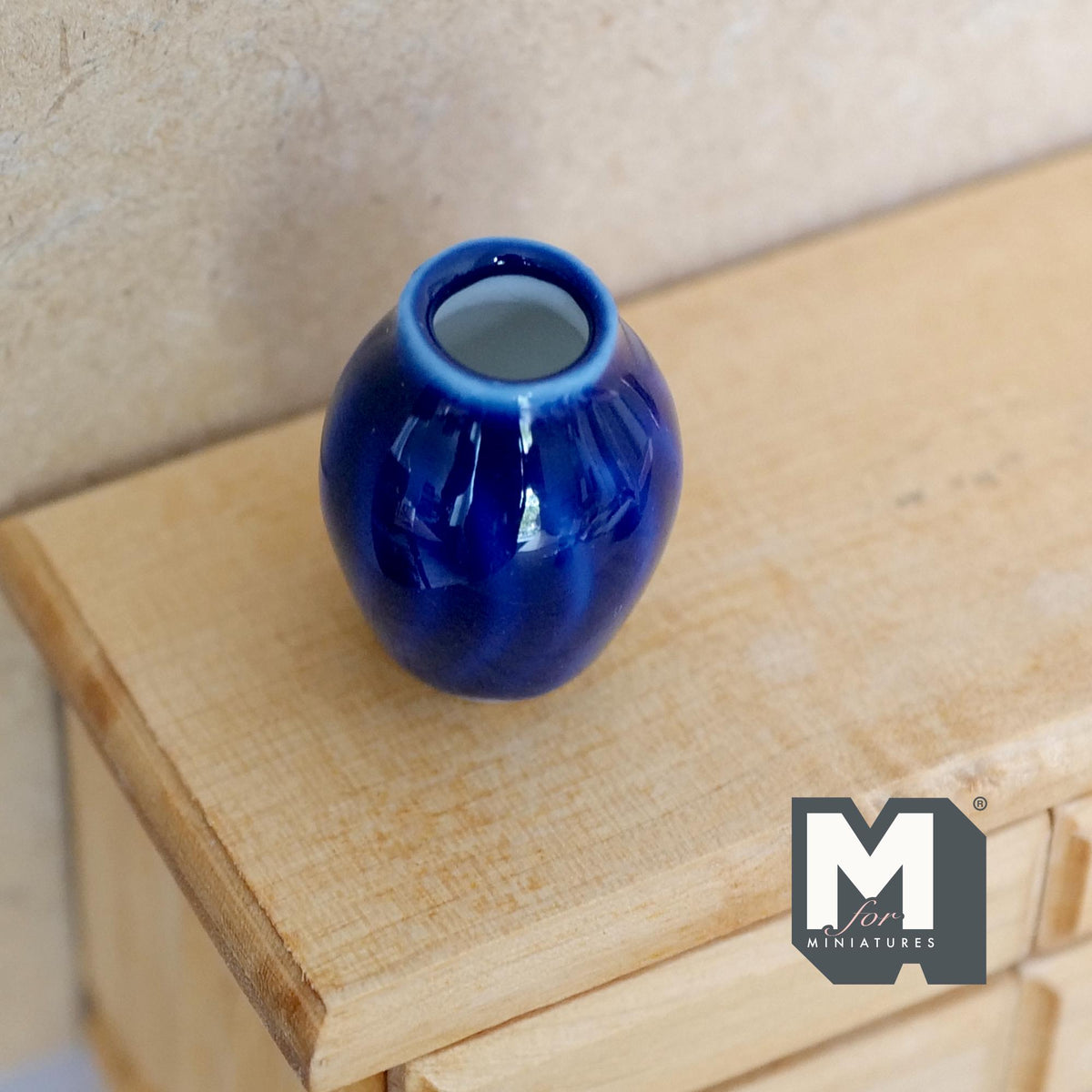 Miniature Ceramic Plum Shaped Vase 1:12 Scale Dollhouse Fairy Garden Flower Pot , Pottery Vase 1 inch tall (dark blue) - A066