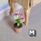 Miniature Clay Planter Pot Pink Flowers 1:12 Scale Miniature Potted Flowers Dollhouse Potted Flowers 1-7/16 inch tall - H032