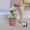 Miniature Clay Planter Pot Pink Flowers 1:12 Scale Miniature Potted Flowers Dollhouse Potted Flowers 1-7/16 inch tall - H032