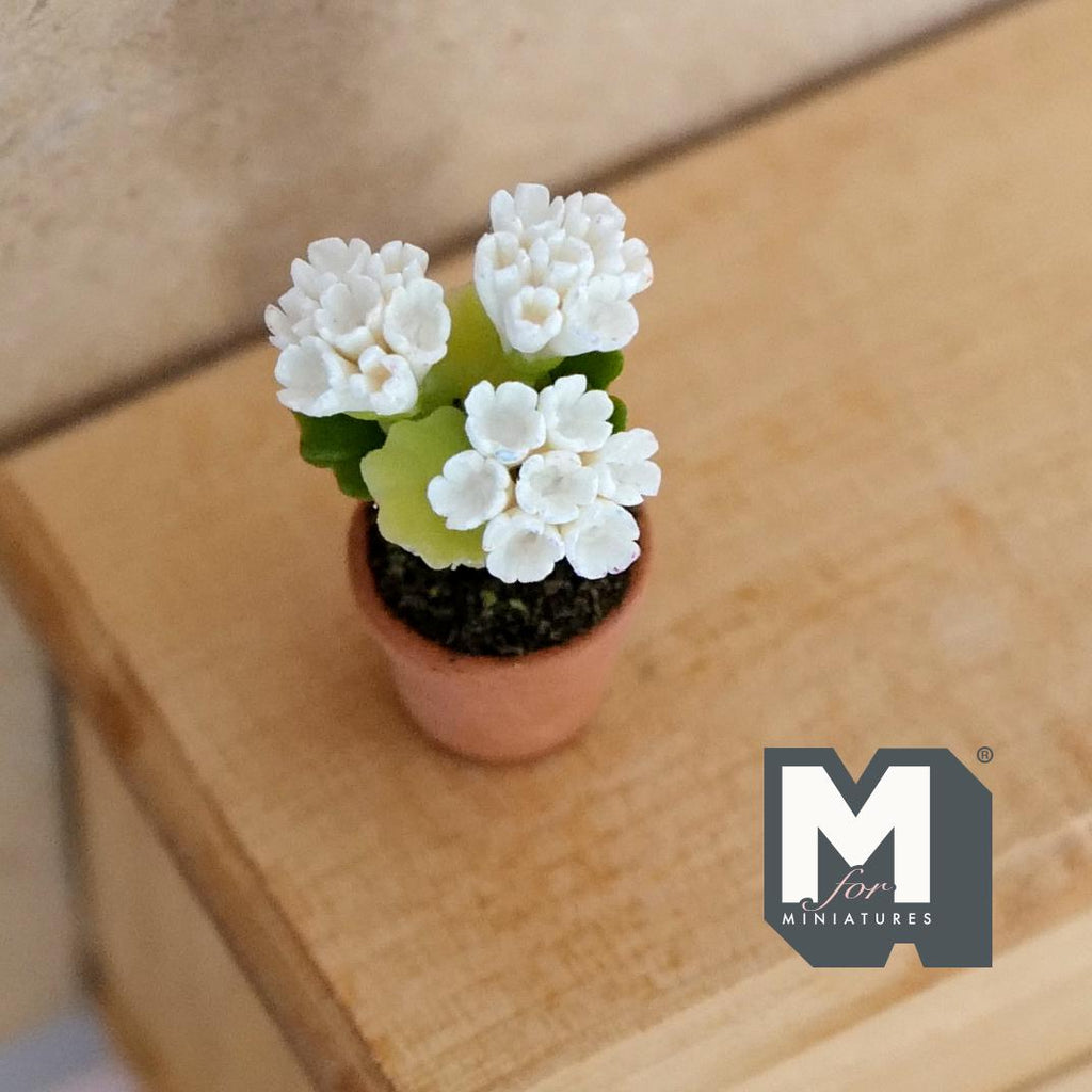 Miniature Clay Planter White Carnation 1:12 Scale Miniature Potted Flowers Dollhouse Potted Flowers Miniature Flowers 1-5/16 inch tall H031