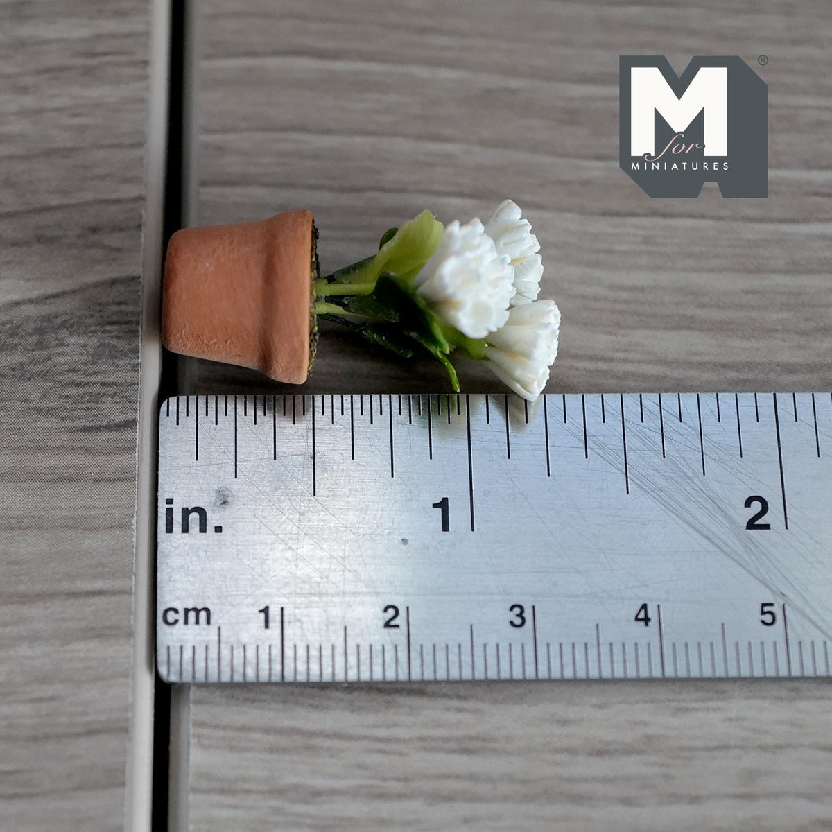 Miniature Clay Planter White Carnation 1:12 Scale Miniature Potted Flowers Dollhouse Potted Flowers Miniature Flowers 1-5/16 inch tall H031