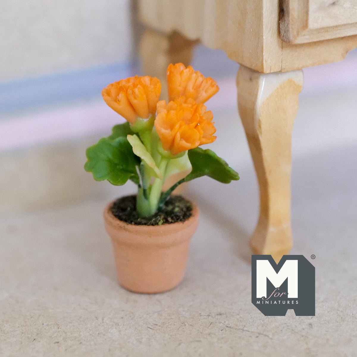 Miniature Clay Flowers Planter Pot 1:12 Scale Miniature Carnation Flowers , Dollhouse Potted Flowers Miniature Flowers 1-3/8 inch tall H031