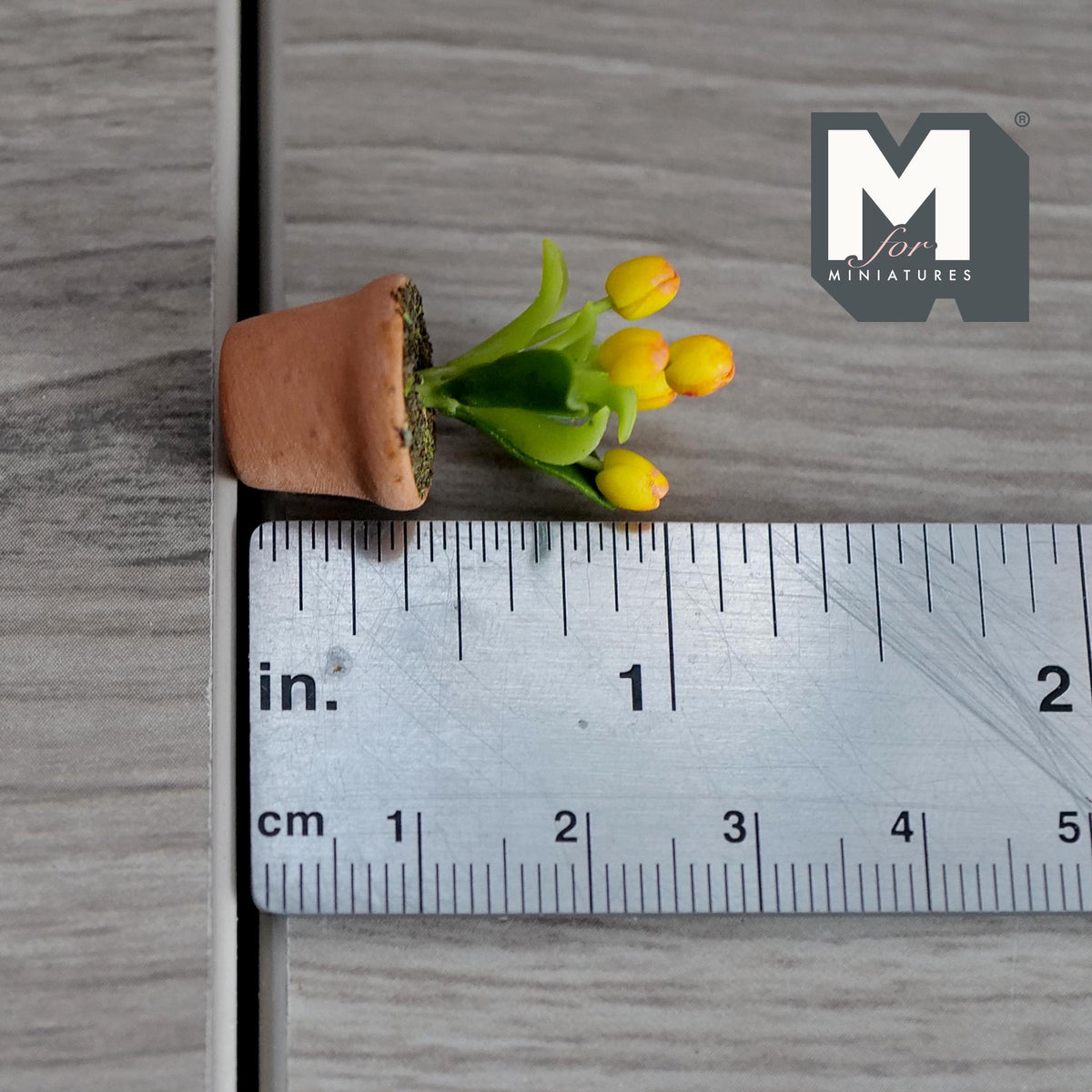 Miniature Clay Planter Yellow Tulip 1:12 Scale Miniature Potted Flowers Dollhouse Potted Flowers Miniature Flowers 1-1/4 inch tall - H031