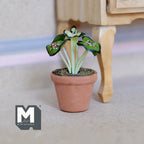 Miniature Clay Leafy Planter Pot 1:12 Scale Miniature Potted Flowers , Dollhouse Potted Flowers Miniature Flowers 1-5/16 inch tall - H029