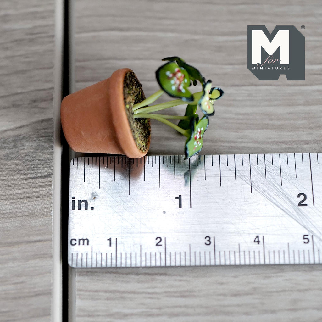 Miniature Clay Leafy Planter Pot 1:12 Scale Miniature Potted Flowers , Dollhouse Potted Flowers Miniature Flowers 1-5/16 inch tall - H029