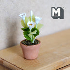 Miniature Clay Planter Pot White Flowers 1:12 Scale Potted Flowers Dollhouse Potted Flowers Mini Flower Pot 1-5/16 inch tall - H032