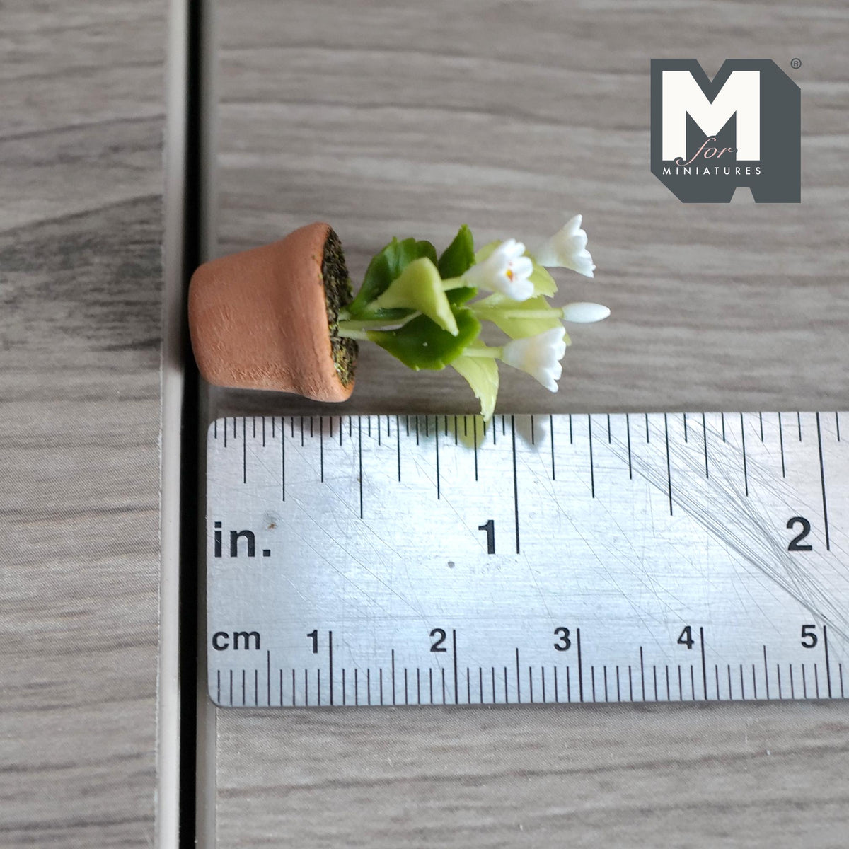 Miniature Clay Planter Pot White Flowers 1:12 Scale Potted Flowers Dollhouse Potted Flowers Mini Flower Pot 1-5/16 inch tall - H032
