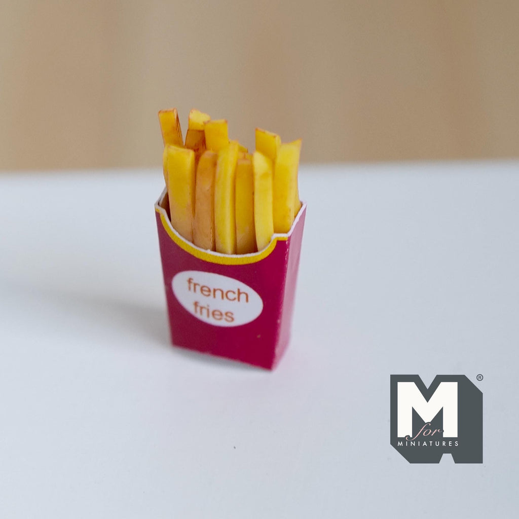 Miniature French Fries 1:12 Scale Dollhouse Fried Food 7/8 inch tall - E026