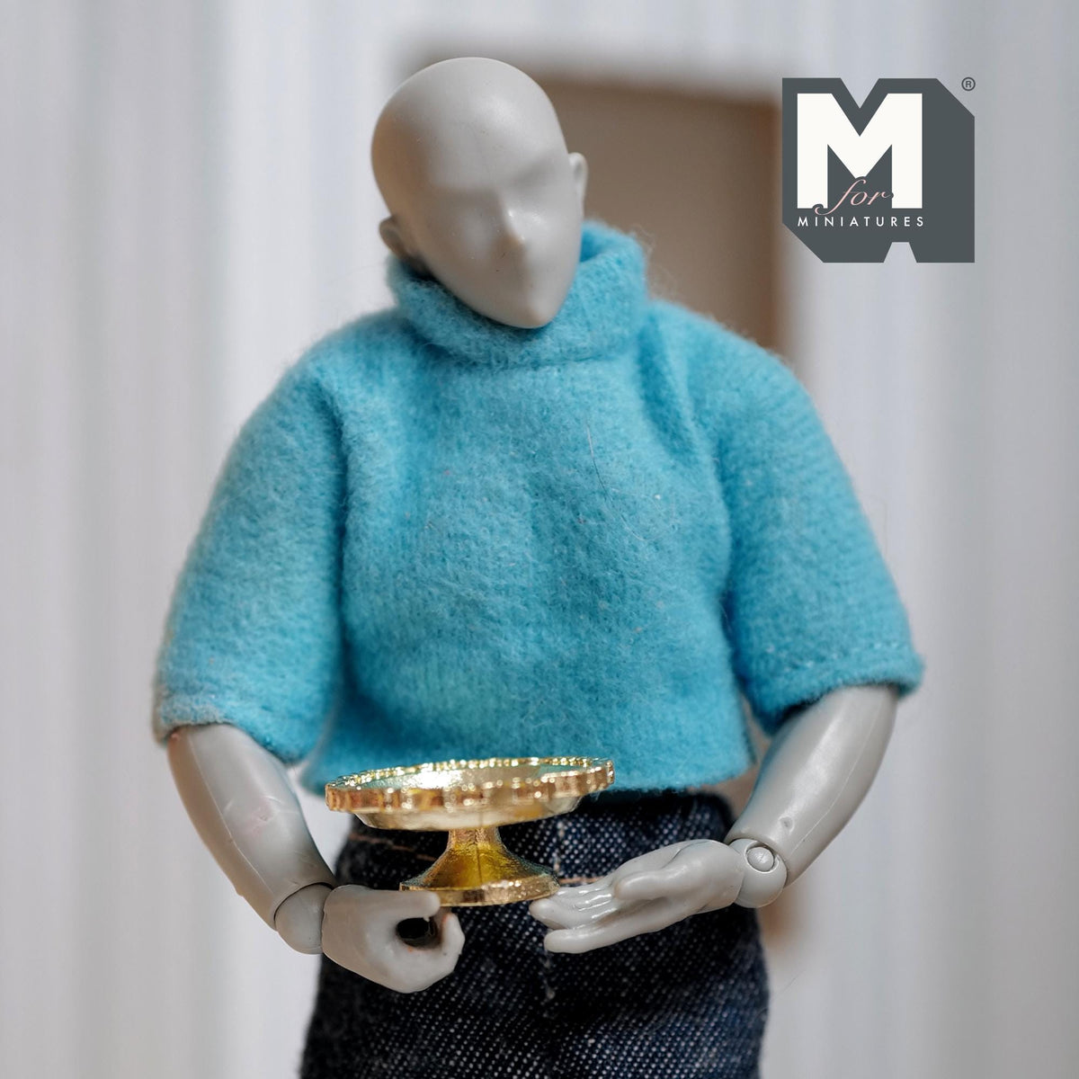 Miniature Pedestal Cake Stand 1:12 Scale Dollhouse Bakery Food Serving Platter Display Stand 5/16 inch tall (gold) (metal) - E042