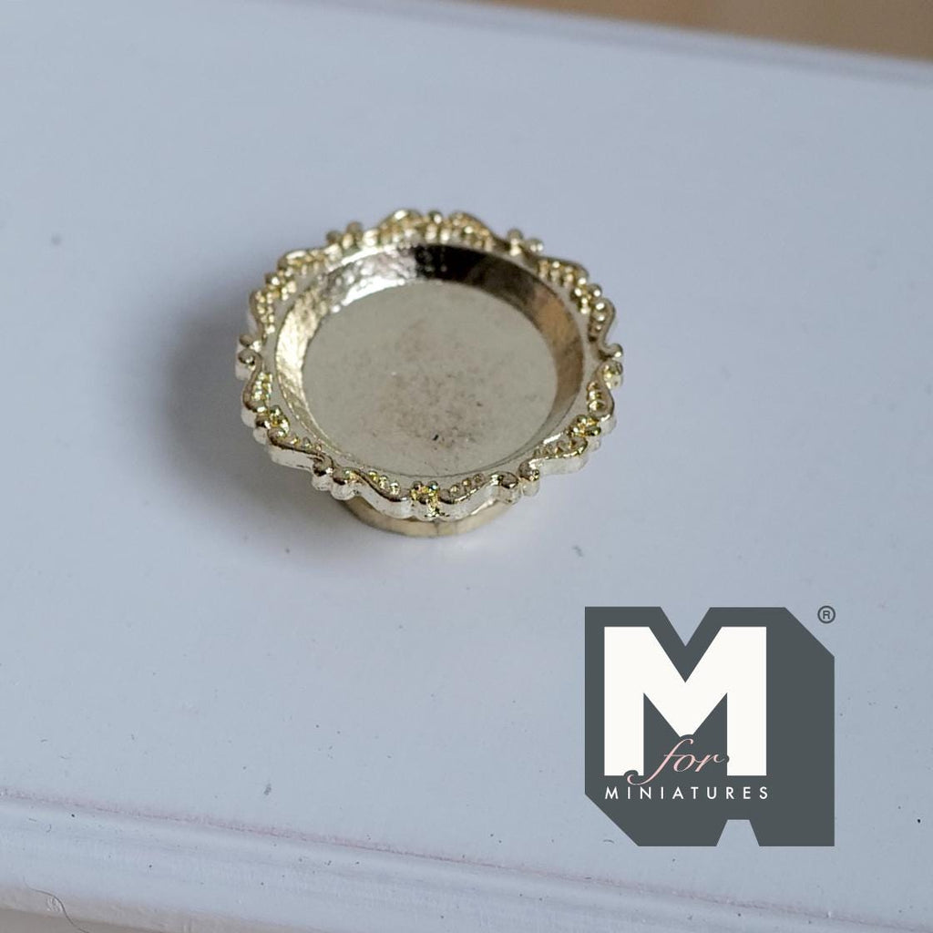 Miniature Pedestal Cake Stand 1:12 Scale Dollhouse Bakery Food Serving Platter Display Stand 5/16 inch tall (gold) (metal) - E042