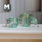 Miniature Storage Jars 1:12 Scale Dollhouse Kitchen Large Size Canisters with Clamp Lids Set of 2 (clear green) -  A025