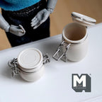 Miniature Swing Top Jars 1:12 Scale Dollhouse Kitchen Large Size Clamp Lid Flip Top Storage Canisters Set of 2 (beige) - A025