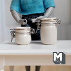 Miniature Swing Top Jars 1:12 Scale Dollhouse Kitchen Large Size Clamp Lid Flip Top Storage Canisters Set of 2 (beige) - A025