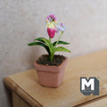1:12 Scale Miniature Clay Orchild , Miniature Potted Flowers , Dollhouse Potted Flowers , Miniature Flowers 1-5/8 inch tall (pink) - H033