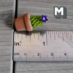 Miniature Cactus in Round Clay Pot 1:12 Scale Dollhouse Garden Purple Flowers Cactus 1 inch tall - H033