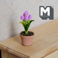 Dollhouse potted purple tulip 1:12 scale dollhouse fairy garden flowers decor 1-5/16 inch tall - H032