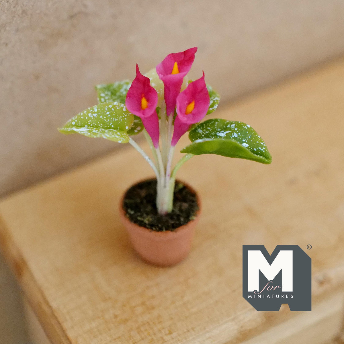 Miniature Clay Planter Red Calla Lily Pot 1:12 Scale Miniature Potted Flowers Dollhouse Potted Flowers 1-1/2 inch tall - H031