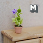 Miniature Clay Planter Purple Campanula 1:12 Scale Dollhouse Fairy Garden Potted Flowers 1-11/16 inch tall - H032