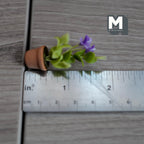 Miniature Clay Planter Purple Campanula 1:12 Scale Dollhouse Fairy Garden Potted Flowers 1-11/16 inch tall - H032