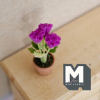 Miniature Clay Purple Carnation Flowers Planter Pot 1:12 Scale Dollhouse Fairy Garden Potted Flowers 1-7/16 inch tall - H031