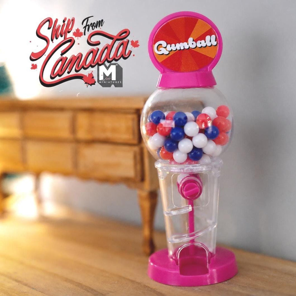 1:12 Dollhouse Miniature Large Size Standup Whirler Spiral Gumball Machine with Functional Twisting Knob and Gumballs (Pink) - B023