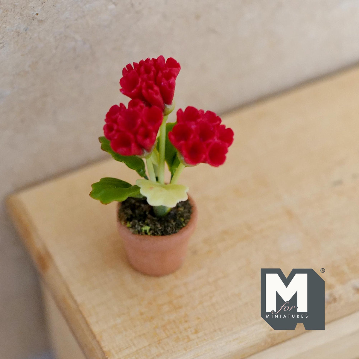 1:12 Scale Miniature Red Carnation / Flowers Planter Dollhouse Potted Flowers 1-5/16 inch tall - H031