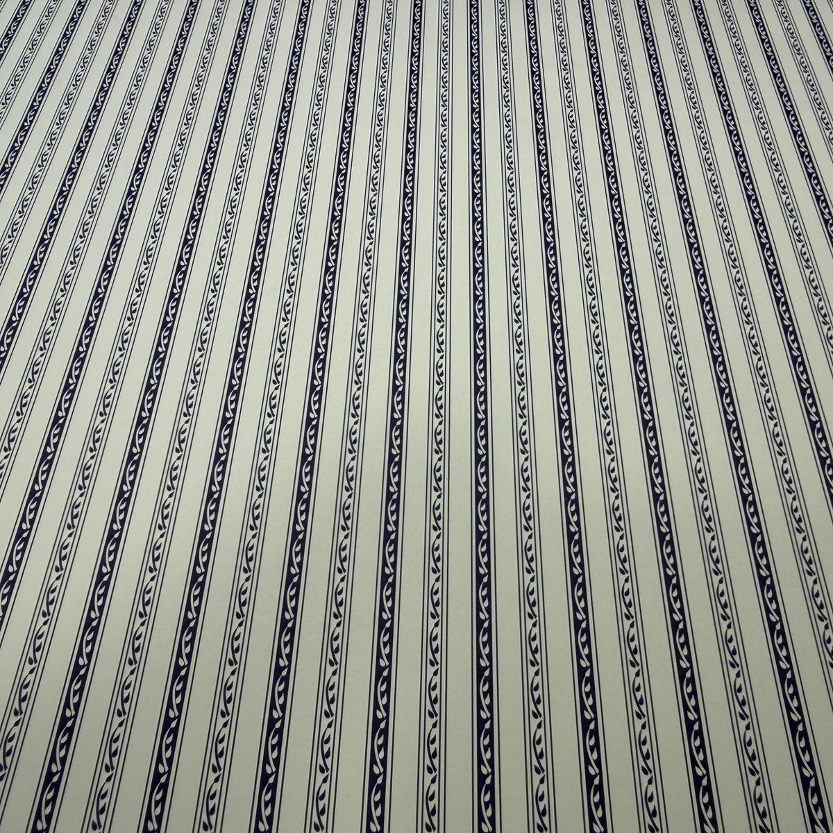 1:12 Scale Miniature Regency Stripe Wallpaper with Printed Border, 16-15/16 x 12 inch, DIY Dollhouse Supply (dark blue)