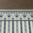 1:12 Scale Miniature Regency Stripe Wallpaper with Printed Border, 16-15/16 x 12 inch, DIY Dollhouse Supply (dark blue)