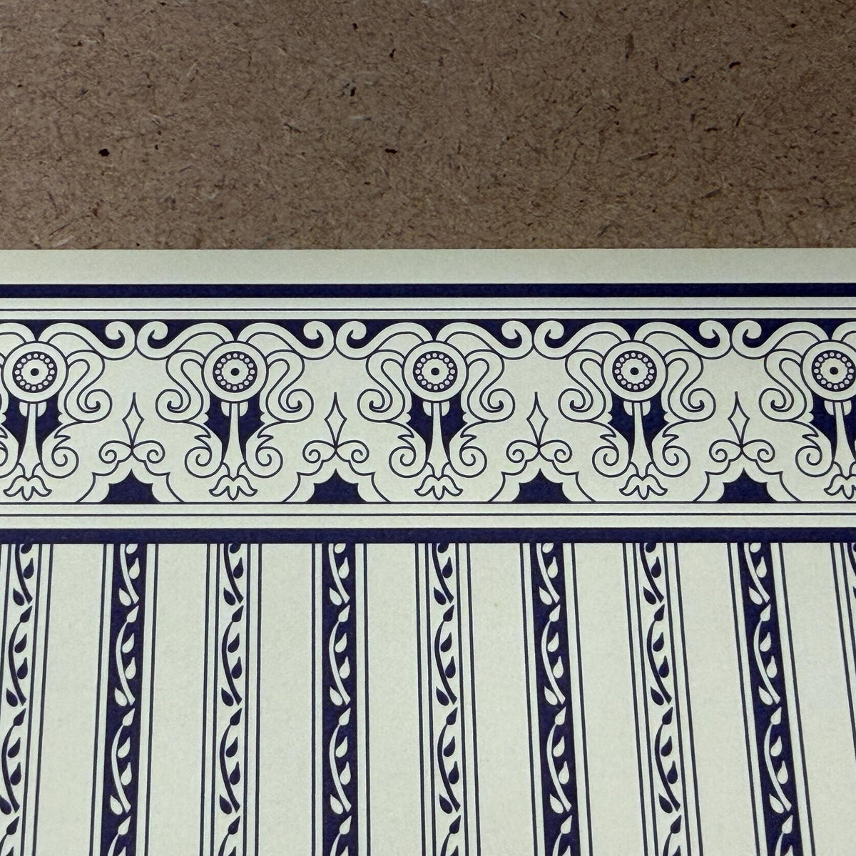 1:12 Scale Miniature Regency Stripe Wallpaper with Printed Border, 16-15/16 x 12 inch, DIY Dollhouse Supply (dark blue)