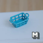 Miniature Blue Laundry Basket with Handles 1:12 Scale Dollhouse Storage Crate Diorama Accessory 1-3/16 inch long - F029