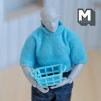 Miniature Blue Laundry Basket with Handles 1:12 Scale Dollhouse Storage Crate Diorama Accessory 1-3/16 inch long - F029
