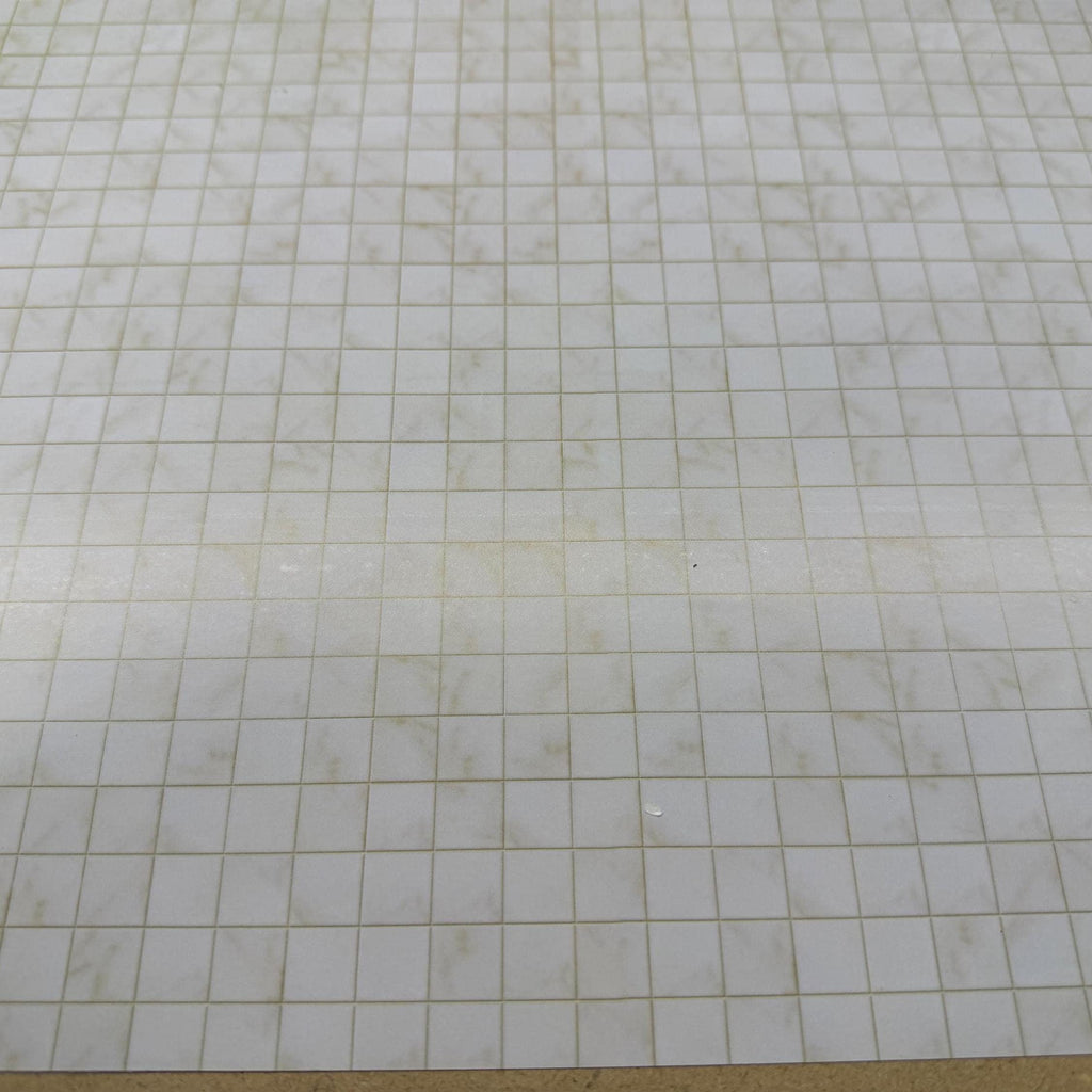 1:12 Scale Marble Style Square Tile Peel and Stick Flooring Paper, 1/2 inch Tiles, 16-7/16 x 10-9/16 inch, DIY Dollhouse Supply (beige)